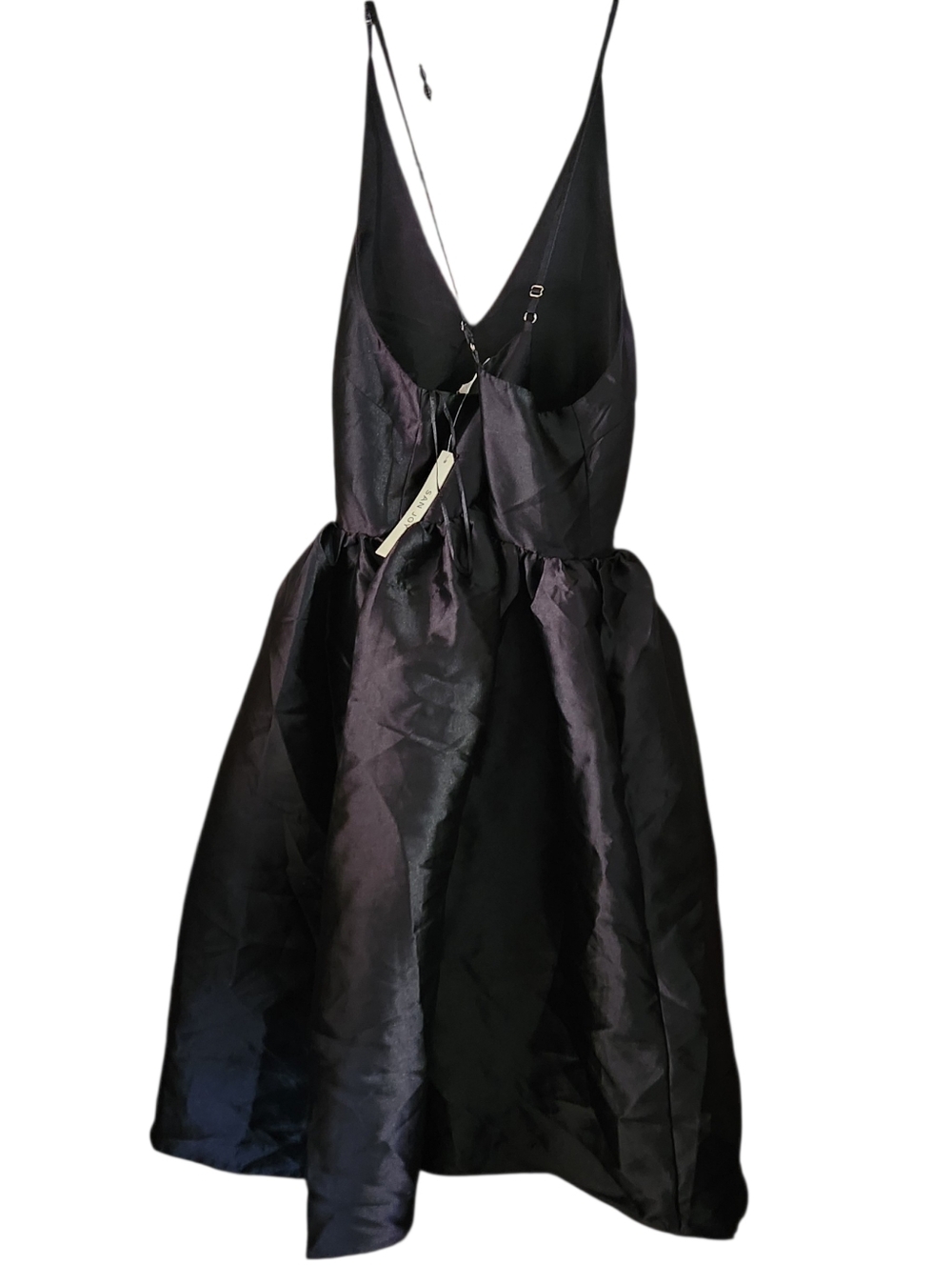 San Joy Black Satin Fit-and-Flare Dress - Picture 2 of 7